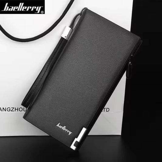 PU leather long wallet unisex with wrist strap, stylish multicolor wallet for men and women for daily use office and travel
