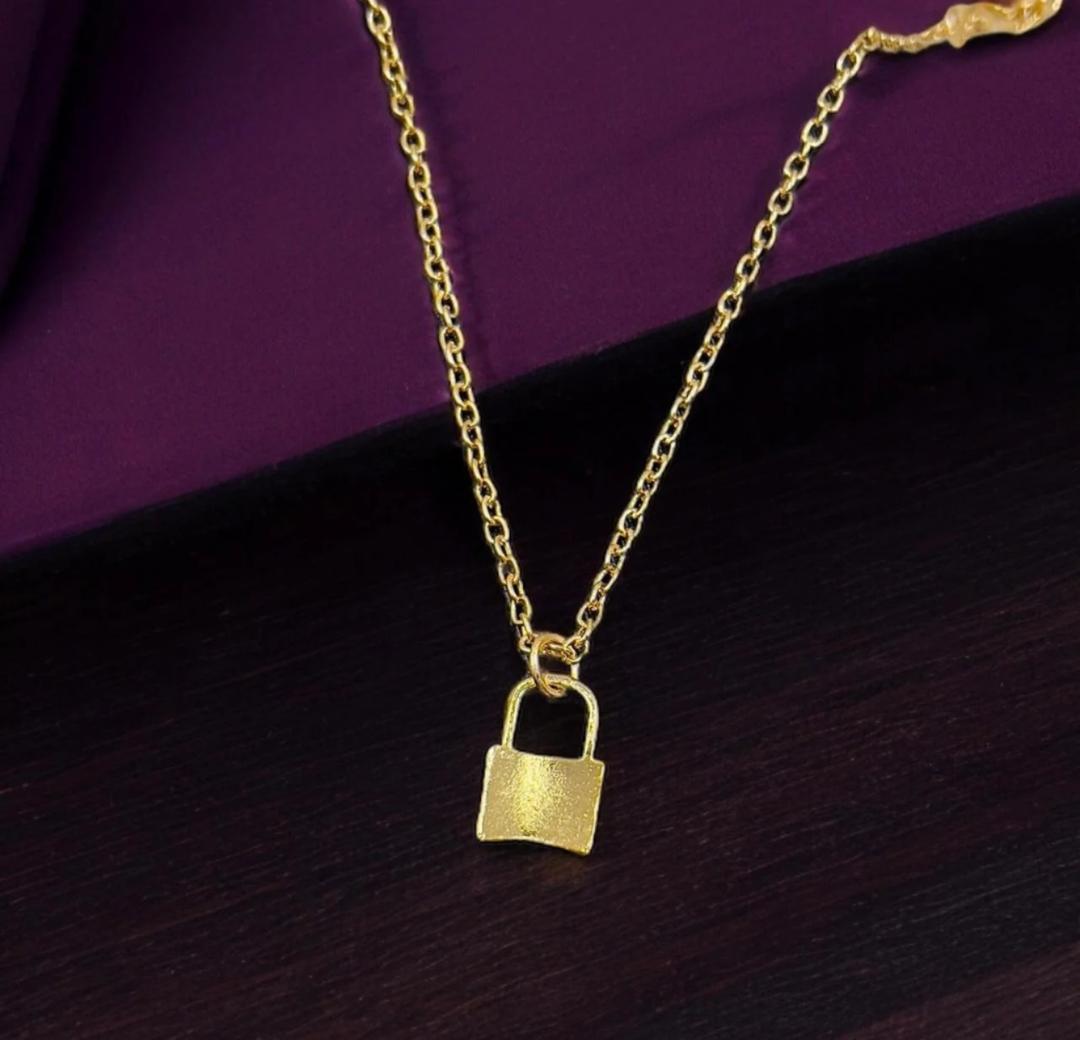 Gold lock pendant necklace for women elegant minimalist design