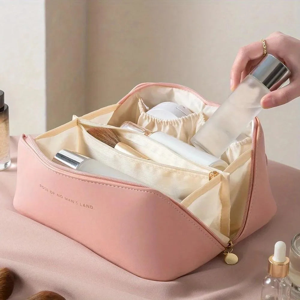 Leather Makeup Pouch – Waterproof cosmetic organizer bag