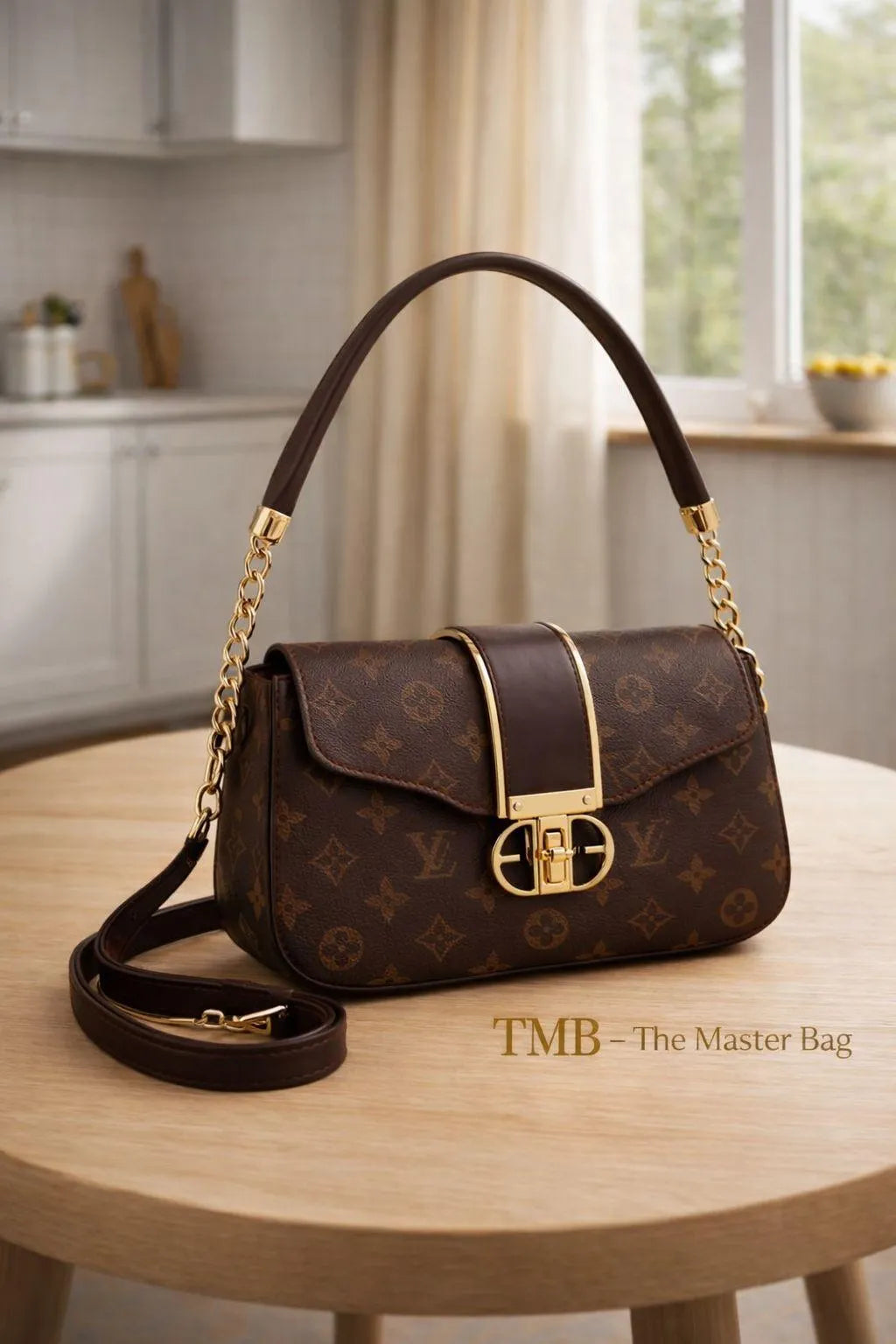Leather shoulder bag for girls monogram design stylish compact handbag for school college and casual daily use