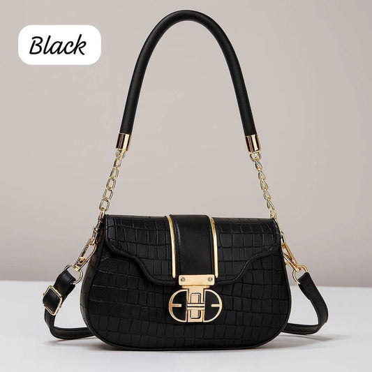 Leather shoulder bag for girls textured design stylish compact handbag for school office and casual daily use