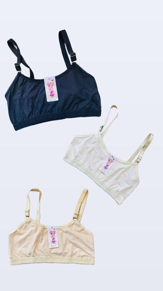 Pack of 3 non padded lightweight cotton bras for teens soft breathable everyday wear multicolor set