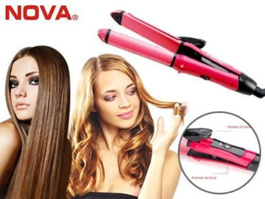 Nova 2-in-1 Hair Styler Pink for Curls and Straight Hair – Fast Drying & Smooth – Swift Mart