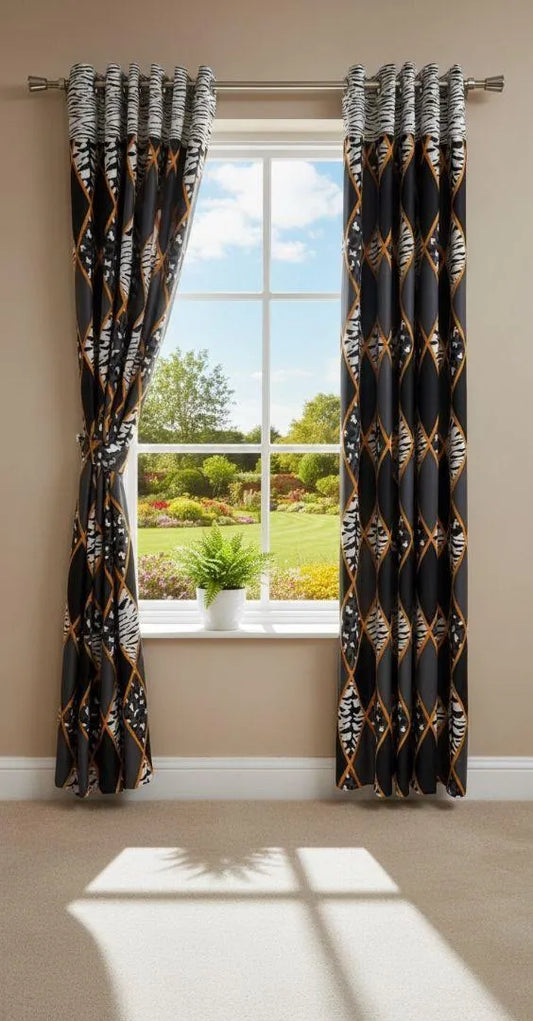Multicolor printed cotton curtains 2 pcs set 60x102 inch panels, soft breathable curtains for bedroom living room modern home decor use