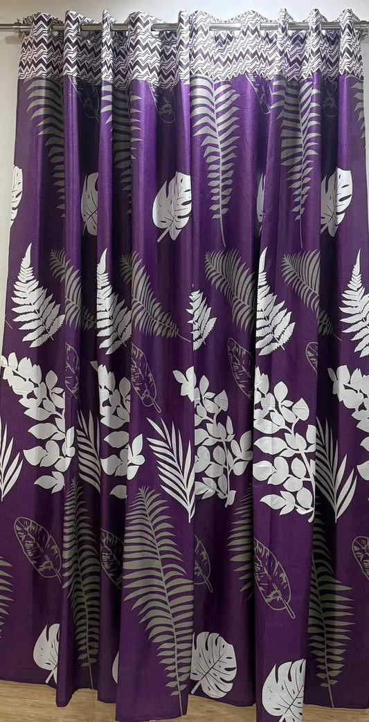 Purple printed cotton curtains 2 pcs set 60x100 inch panels, soft breathable curtains for bedroom living room modern home decor use