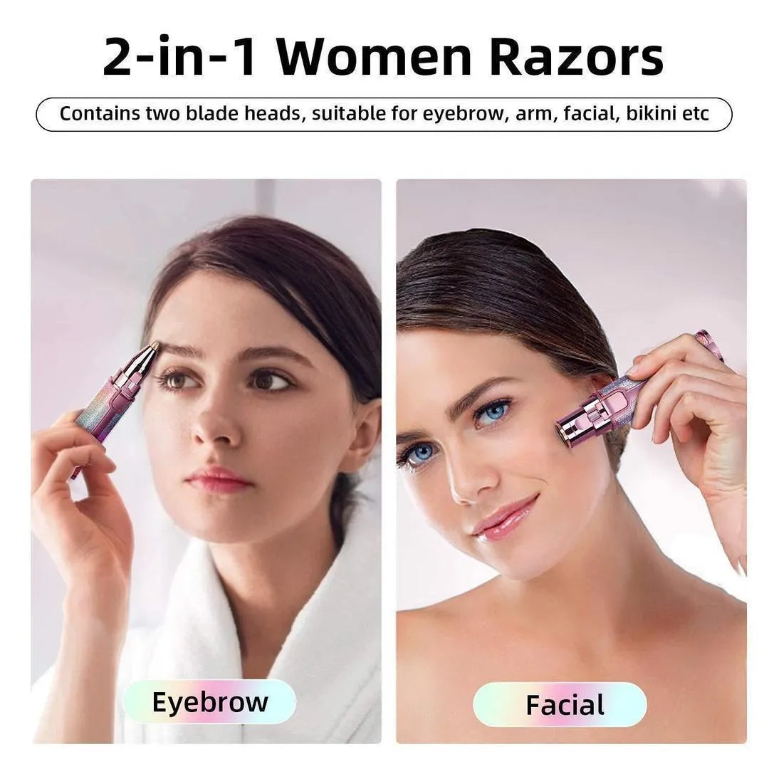 Rechargeable 2-in-1 Eyebrow Trimmer & Shaver for Women – Cordless, Pink ABS, – Swift Mart