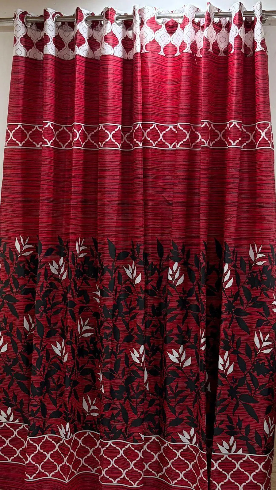 Red printed cotton curtains 2 pcs set 60x102 inch panels, soft breathable curtains for bedroom living room elegant home decor use