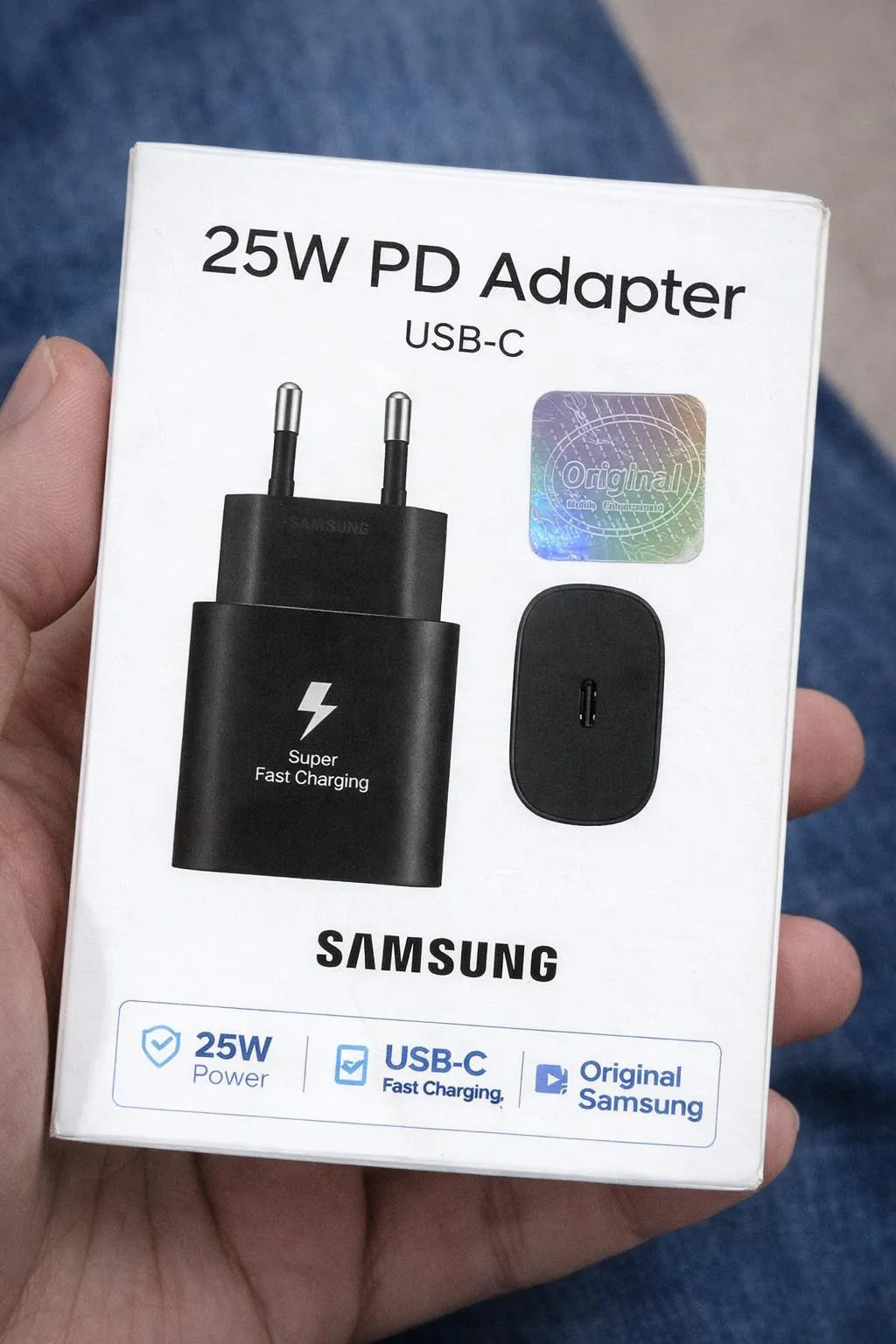Samsung 25W PD fast charger USB C power adapter black, compact fast charging wall charger for mobile devices home and travel use