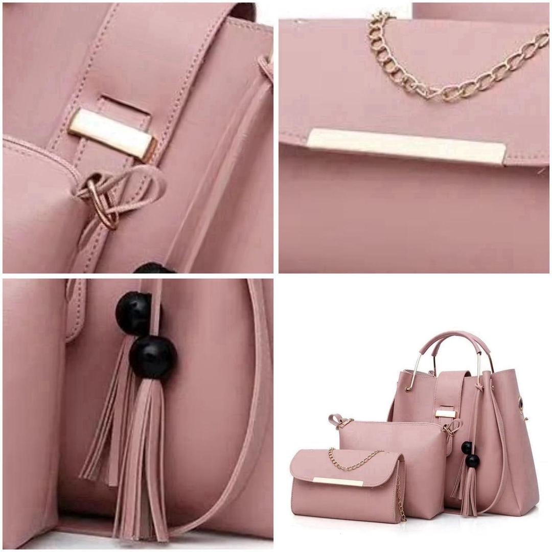 Women 3 piece leather handbag set by Swift Mart with tote crossbody and clutch for stylish everyday and formal use