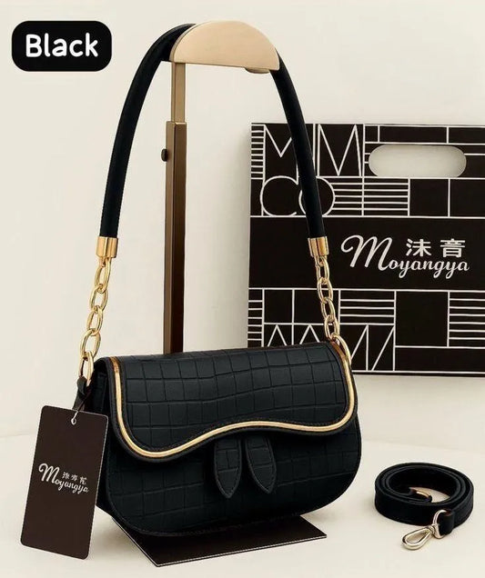 Women leather shoulder bag plain design available in black beige maroon and white stylish handbag for daily use
