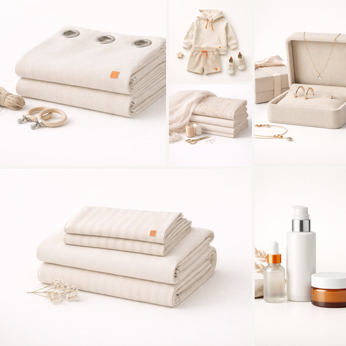 Best sellers collection featuring linen curtains, bedding sets, kids clothing, women unstitched fabric, gold jewellery and skincare products