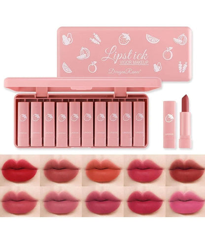 12-piece Swift Mart matte lipstick set in bold and nude shades for Pakistani women
