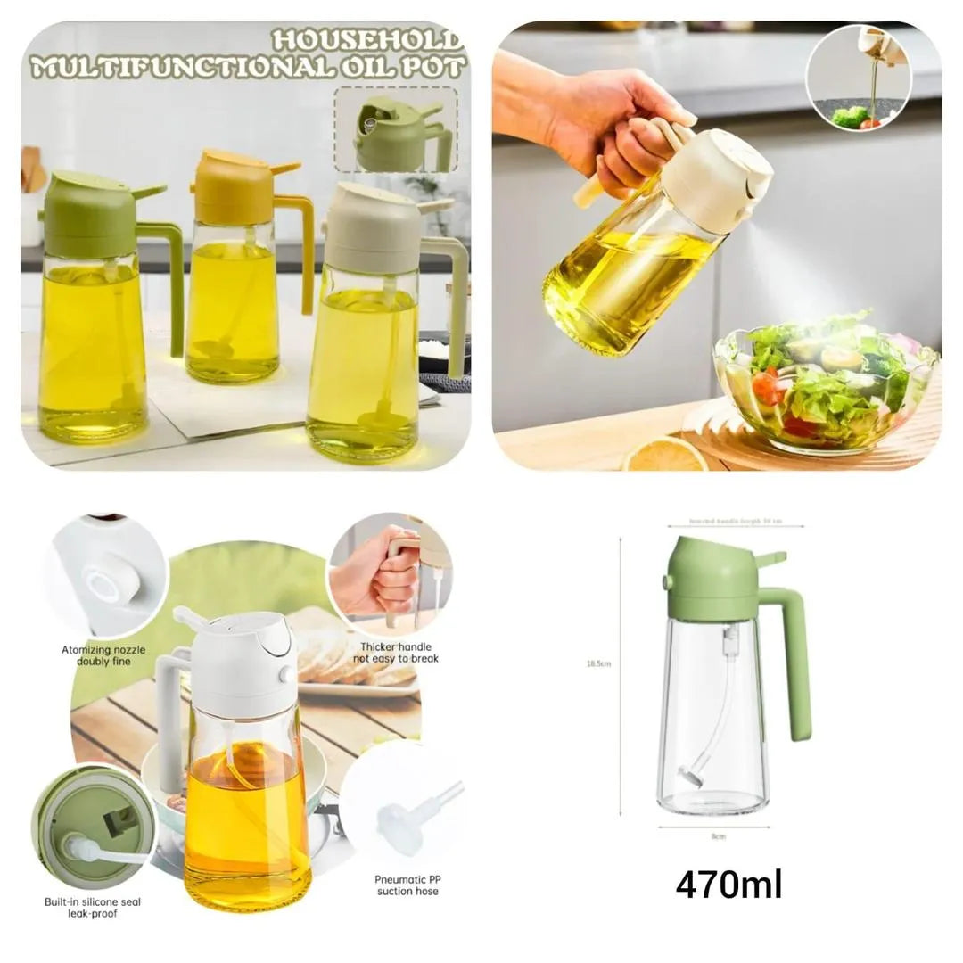 Glass oil spray bottle 470ml kitchen mister sprayer for cooking baking and salad dressing, reusable oil dispenser with fine mist nozzle