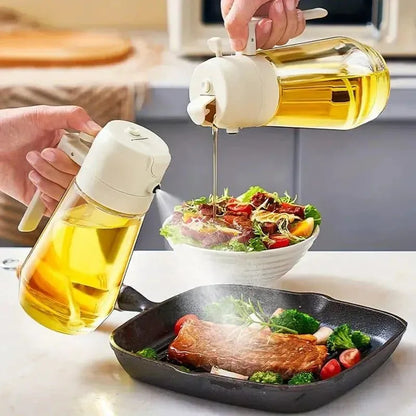 Glass oil spray bottle 470ml kitchen mister sprayer for cooking baking and salad dressing, reusable oil dispenser with fine mist nozzle