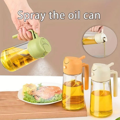 Glass oil spray bottle 470ml kitchen mister sprayer for cooking baking and salad dressing, reusable oil dispenser with fine mist nozzle