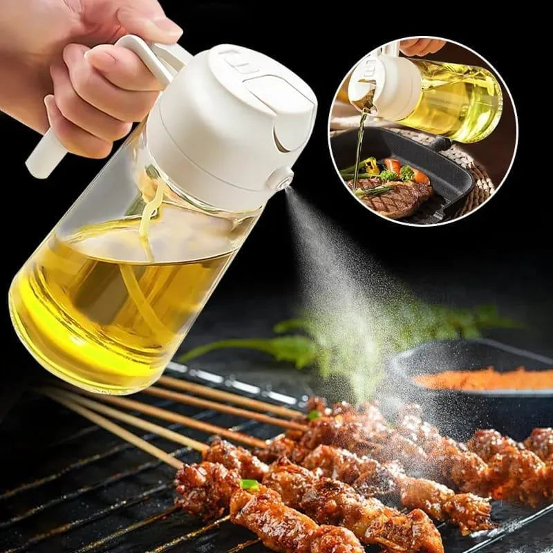 Glass oil spray bottle 470ml kitchen mister sprayer for cooking baking and salad dressing, reusable oil dispenser with fine mist nozzle
