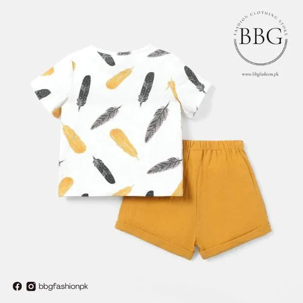 Girls mustard printed jersey night suit set, soft breathable sleepwear for kids summer nightwear comfortable home wear