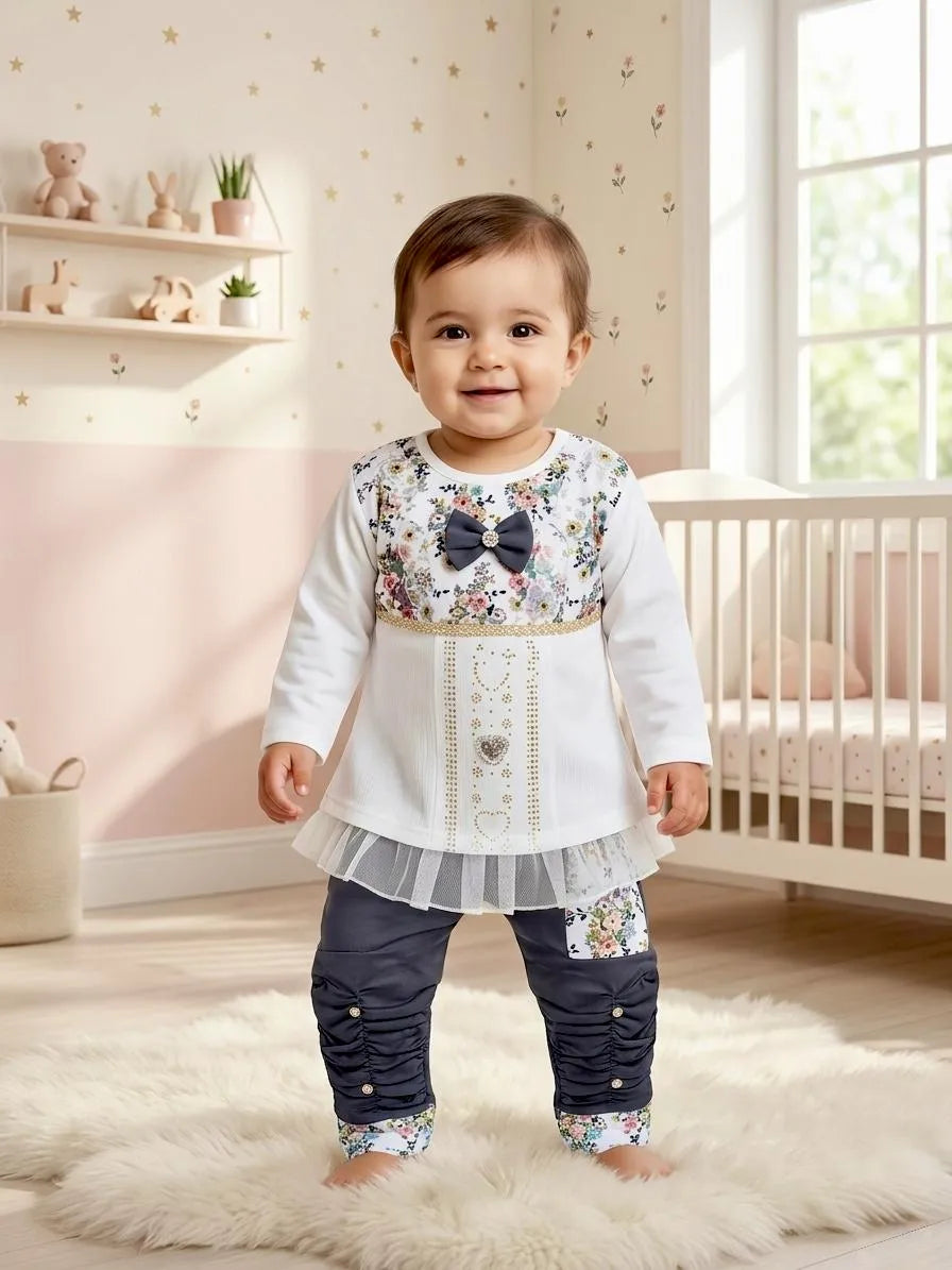 Girls multicolor printed cotton lawn shirt and trouser set, soft breathable summer outfit for babies and toddlers daily wear