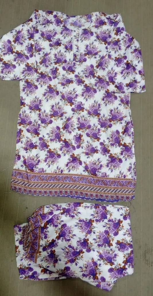 White printed lawn 2 piece suit for women with shirt and trouser breathable summer casual wear outfit