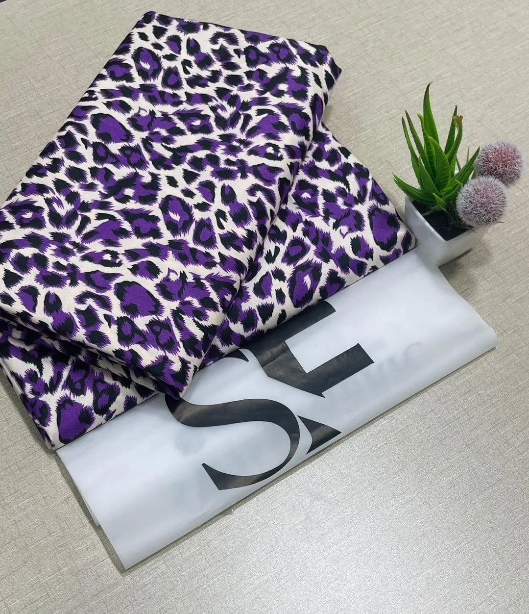 Purple printed polo cotton 2 piece suit for women with matching shirt and trouser soft breathable casual summer outfit