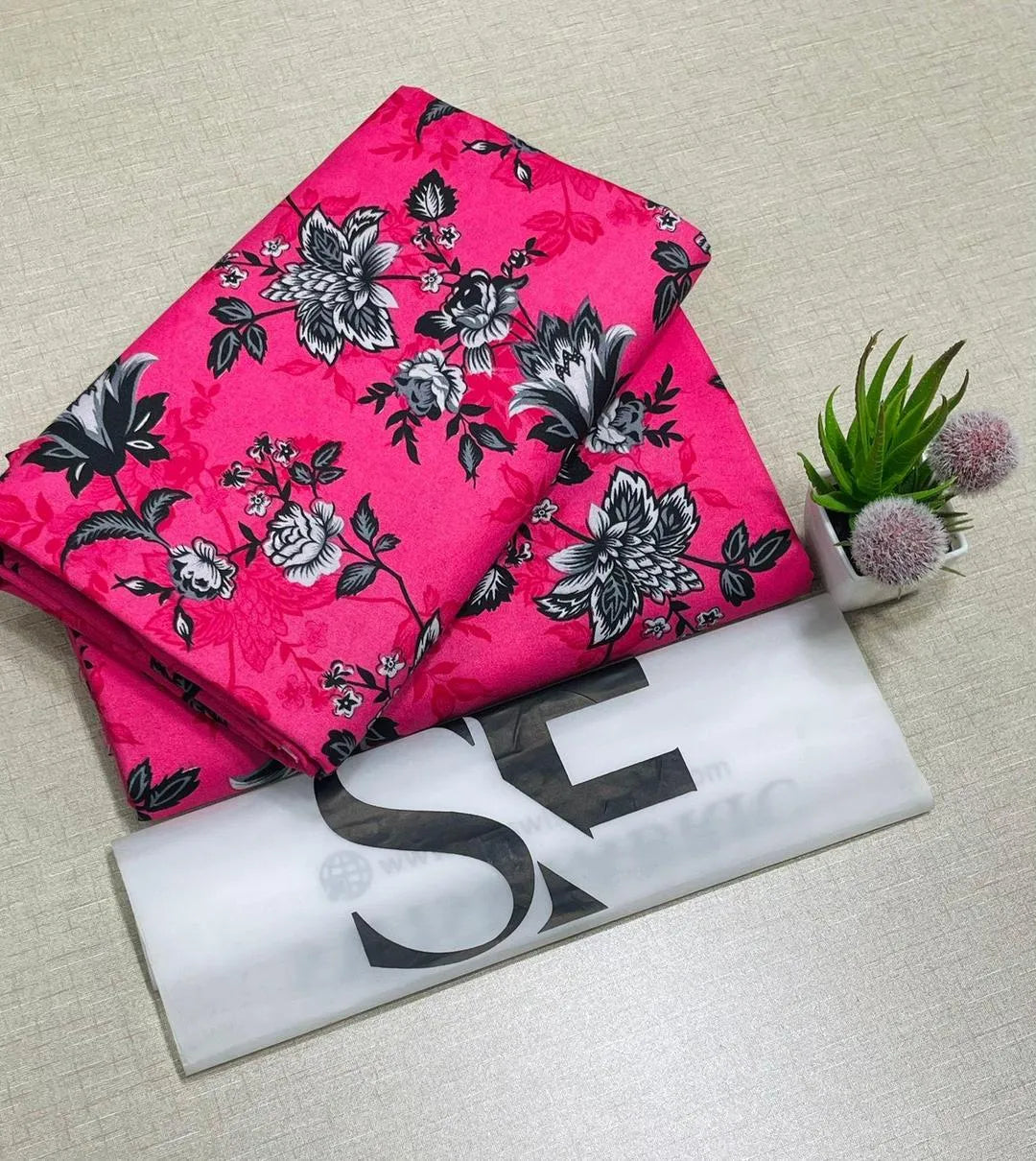 Pink printed polo cotton 2 piece suit for women casual wear soft breathable fabric matching shirt and trouser set