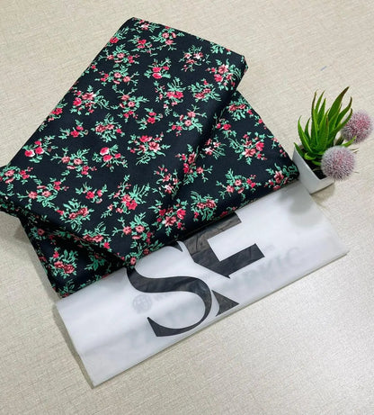 Black printed polo cotton 2 piece suit for women casual wear soft breathable fabric matching shirt and trouser set