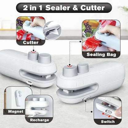 Portable food bag sealing machine rechargeable sealer multicolor, compact kitchen tool for sealing snacks chips and food storage bags