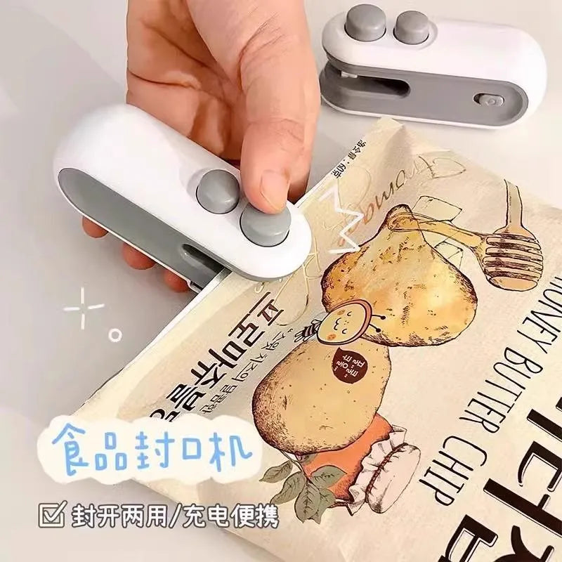Portable food bag sealing machine rechargeable sealer multicolor, compact kitchen tool for sealing snacks chips and food storage bags