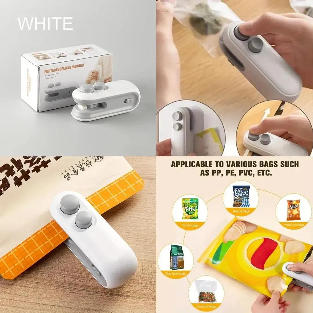 Portable food bag sealing machine rechargeable sealer multicolor, compact kitchen tool for sealing snacks chips and food storage bags