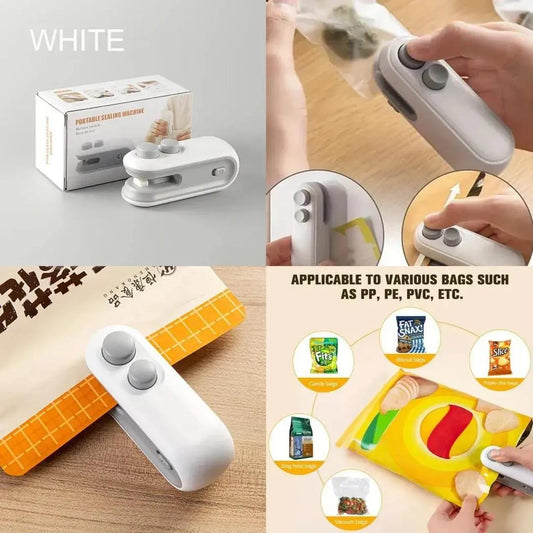 Portable food bag sealing machine rechargeable sealer multicolor, compact kitchen tool for sealing snacks chips and food storage bags