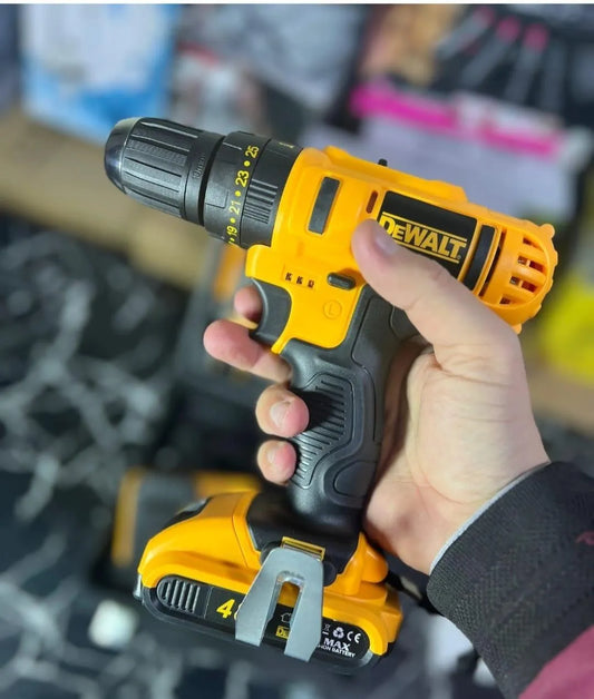 Electric drill machine 48 pcs tool kit set yellow, home DIY drilling and repair tools set for household and workshop use