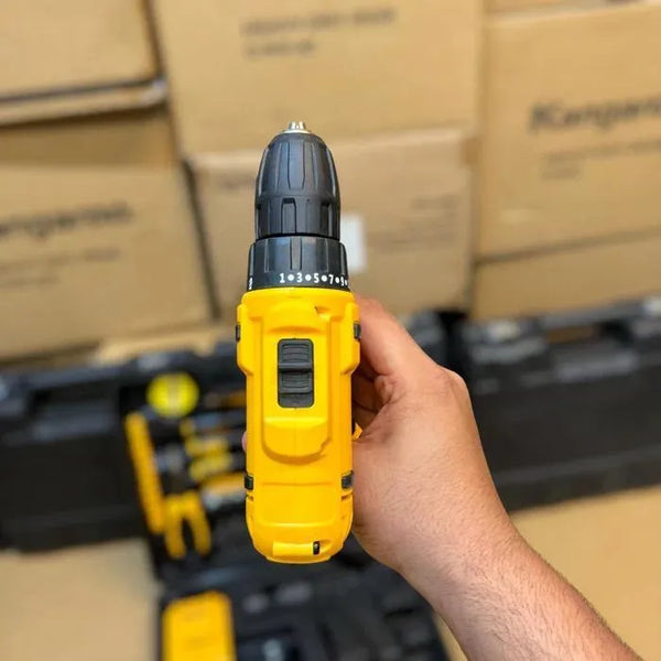 Electric drill machine 48 pcs tool kit set yellow, home DIY drilling and repair tools set for household and workshop use