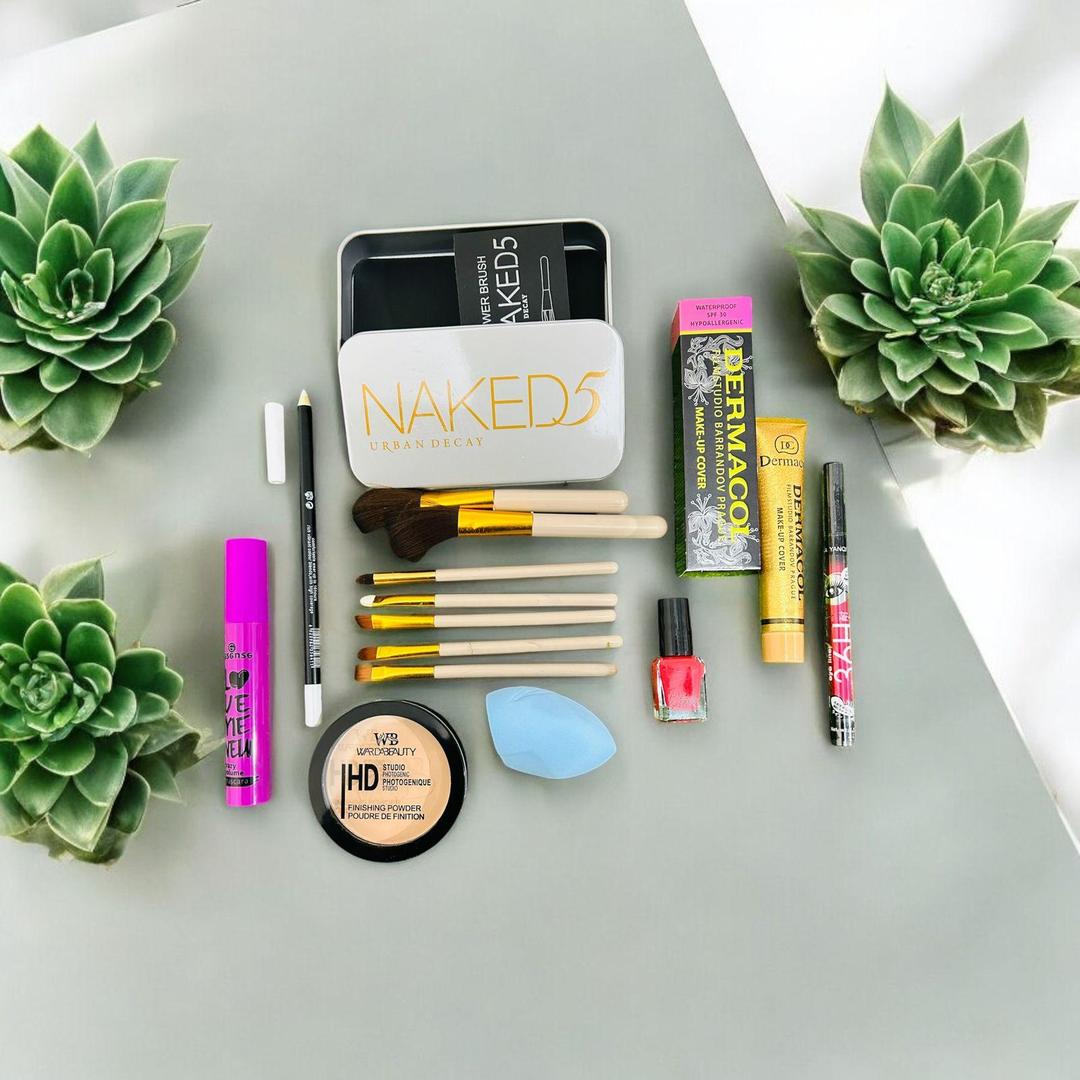 8-in-1 Makeup Set – Brushes, foundation, powder, nail polish & more.