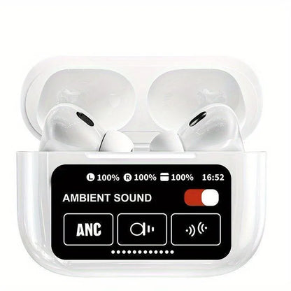 A9 Pro touch screen wireless Airpods Bluetooth 5.2 white earbuds with smart case, noise cancelling headphones for calls music and travel