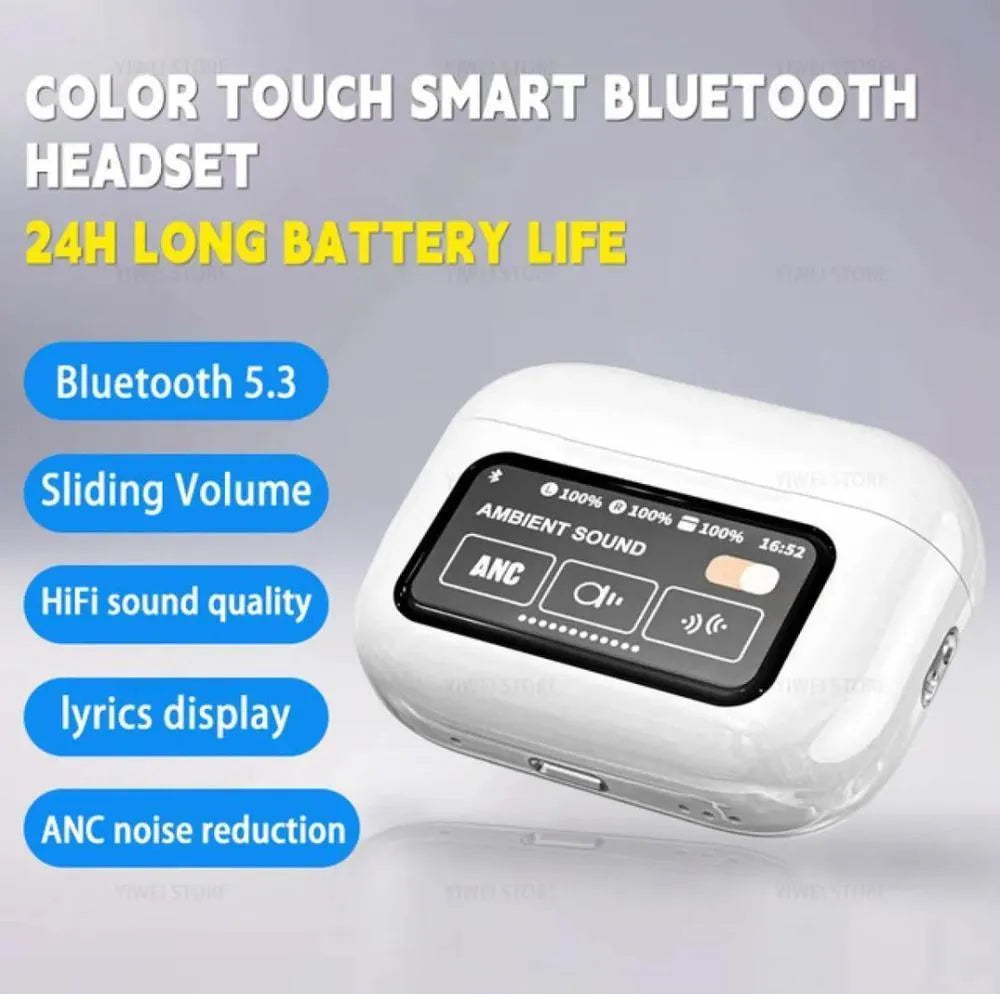 A9 Pro touch screen wireless Airpods Bluetooth 5.2 white earbuds with smart case, noise cancelling headphones for calls music and travel