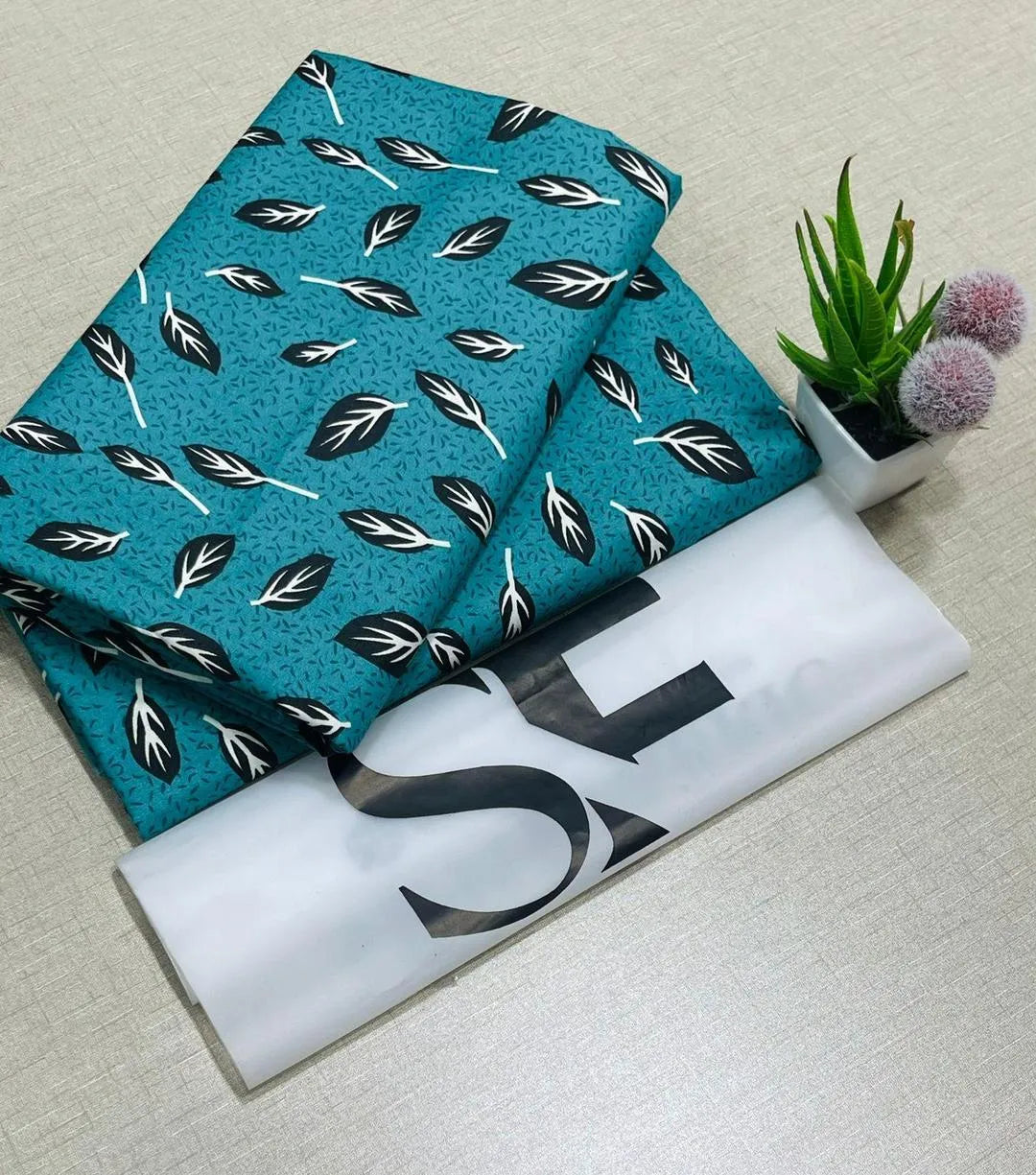 Aqua teal polo cotton 2 piece printed suit for women casual wear soft breathable fabric matching shirt and trouser set