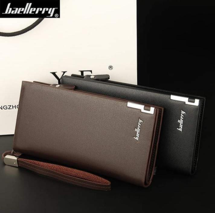 PU leather long wallet unisex with wrist strap, stylish multicolor wallet for men and women for daily use office and travel