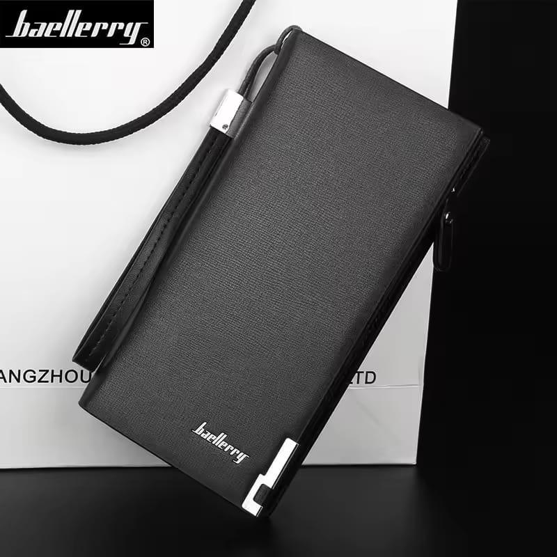 PU leather long wallet unisex with wrist strap, stylish multicolor wallet for men and women for daily use office and travel