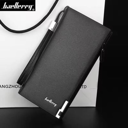 PU leather long wallet unisex with wrist strap, stylish multicolor wallet for men and women for daily use office and travel
