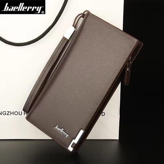 PU leather long wallet unisex with wrist strap, stylish multicolor wallet for men and women for daily use office and travel