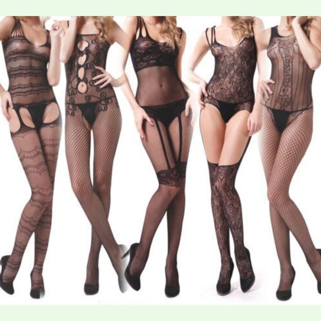 Black spandex fishnet crochet full body stocking for women breathable stretchable stylish wear for parties weddings and daily use
