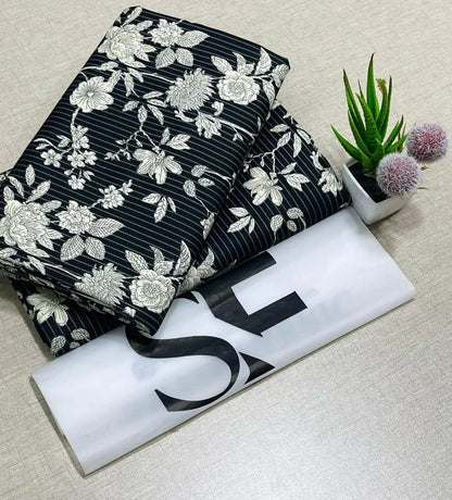 Black printed polo cotton 2 piece suit for women casual wear soft breathable fabric matching shirt and trouser set