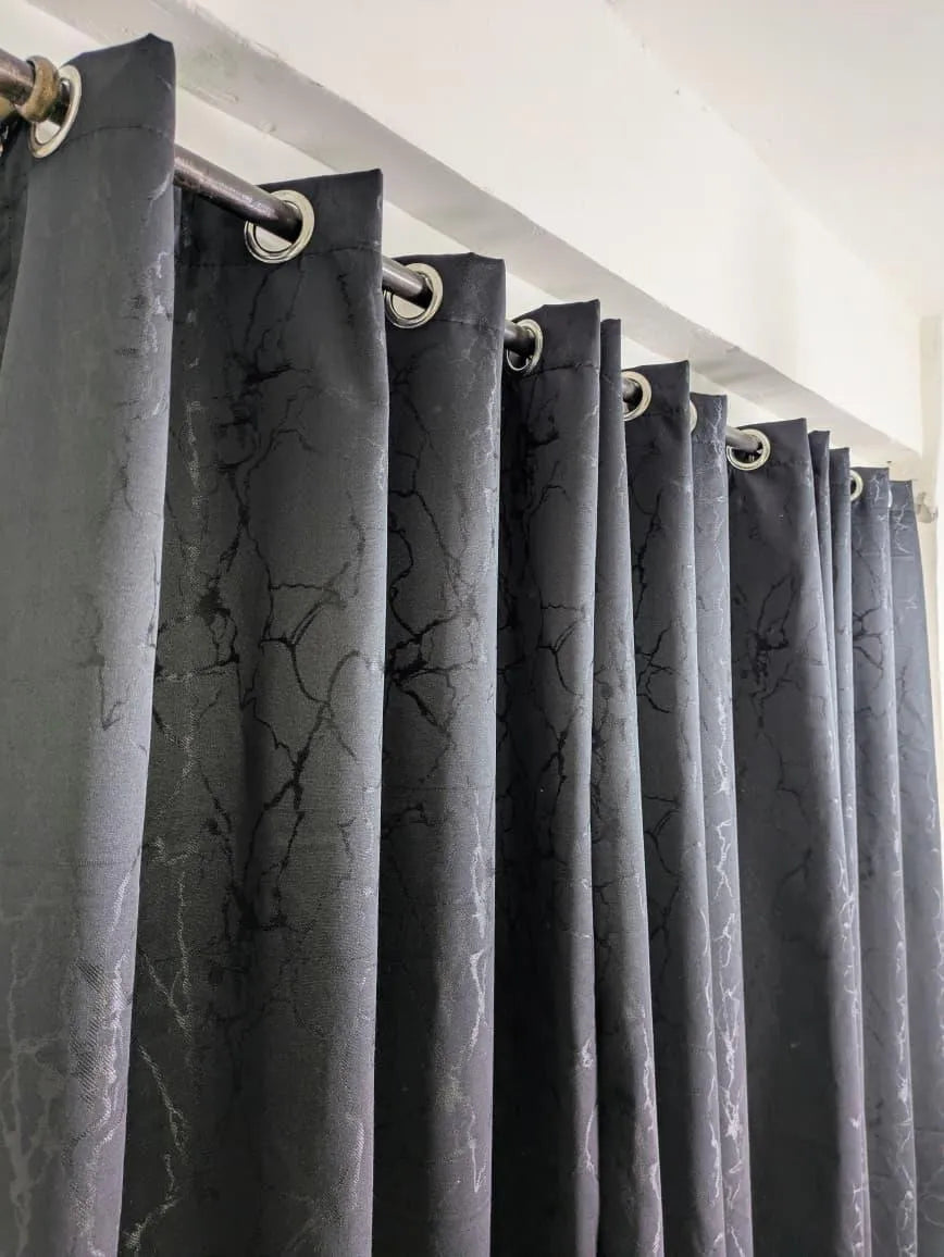 Black velvet textured curtain 55x92 inch panel, marble pattern luxury curtain for bedroom living room home decor use