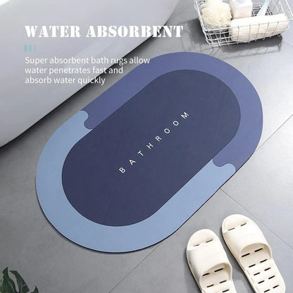 Door floor mat blue black non slip bathroom kitchen mat, water absorbent plastic mat for home entrance and bathroom use