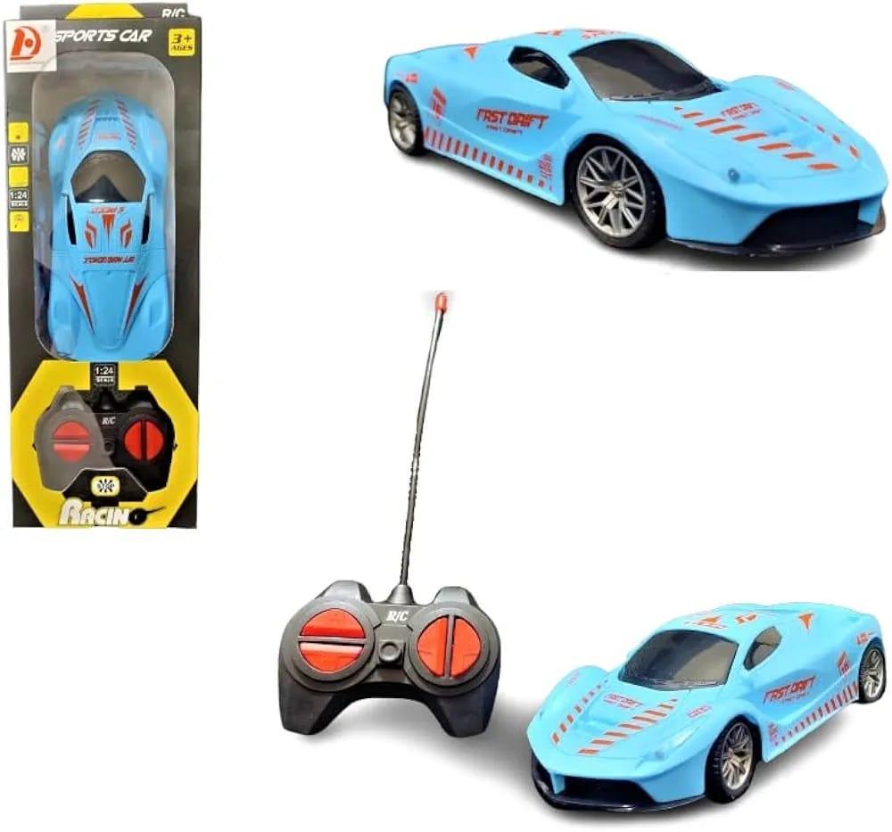 Blue remote control car for kids electric drive toy durable plastic RC car for indoor outdoor play with easy control
