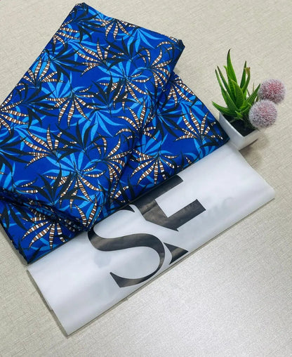 Blue printed polo cotton 2 piece suit for women casual wear soft breathable fabric matching shirt and trouser set