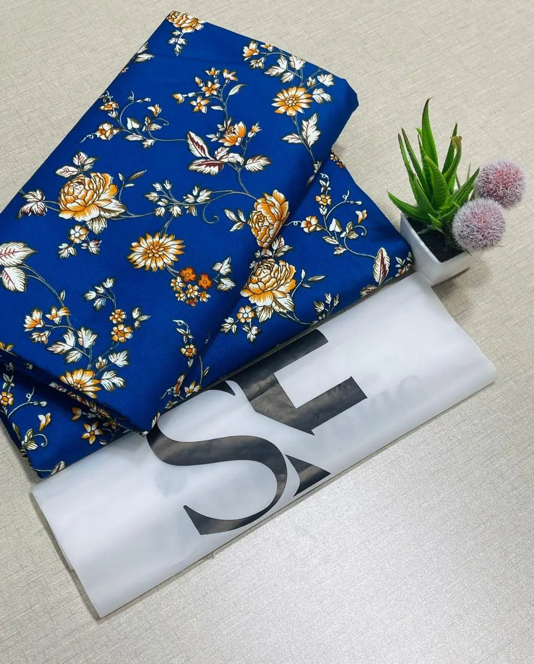 Blue printed polo cotton 2 piece suit for women casual wear soft breathable fabric matching shirt and trouser set