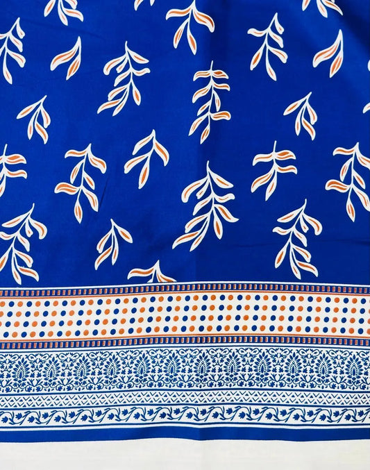 Blue printed polo cotton 2 piece suit for women casual wear soft breathable fabric matching shirt and trouser set