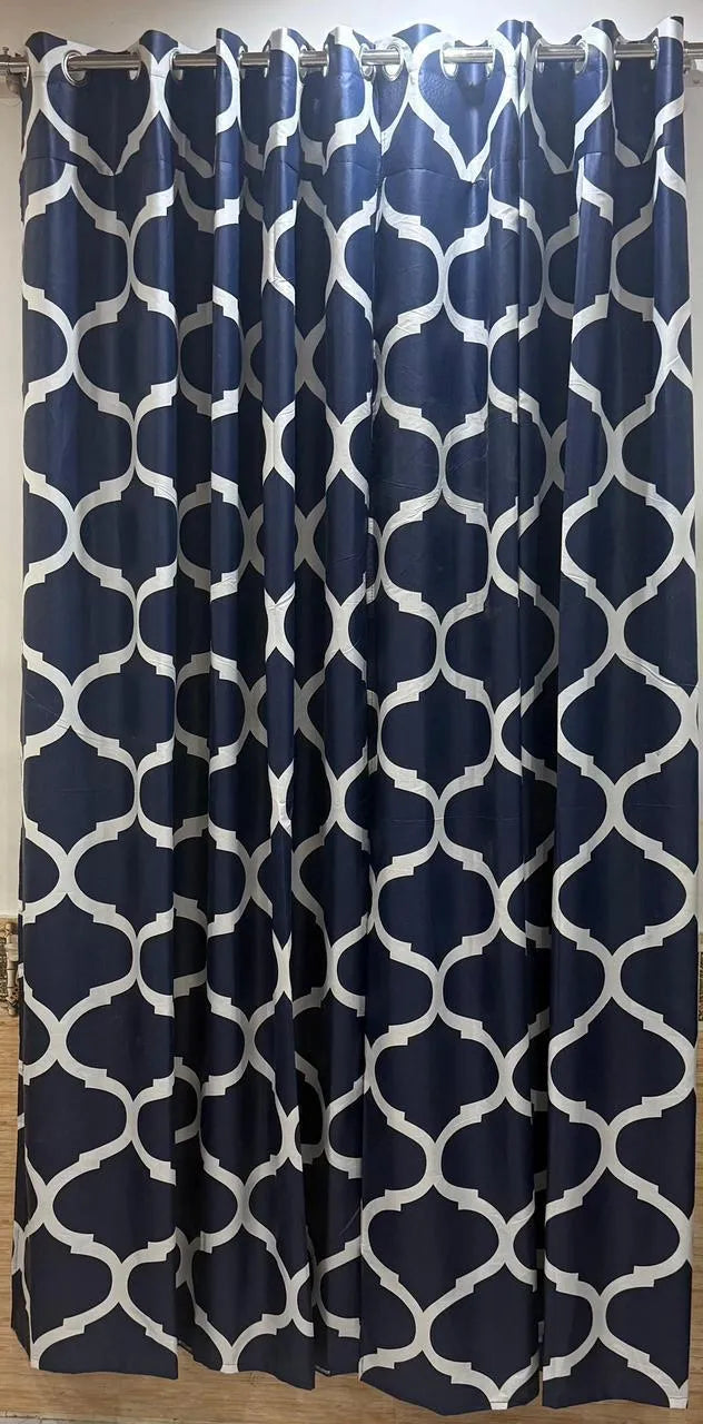Blue printed cotton curtains 2 pcs set 60x100 inch panels, soft breathable curtains for bedroom living room modern home decor use