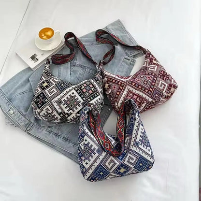 Boho pattern shoulder bag by Swift Mart with colorful strap and spacious design for stylish everyday use